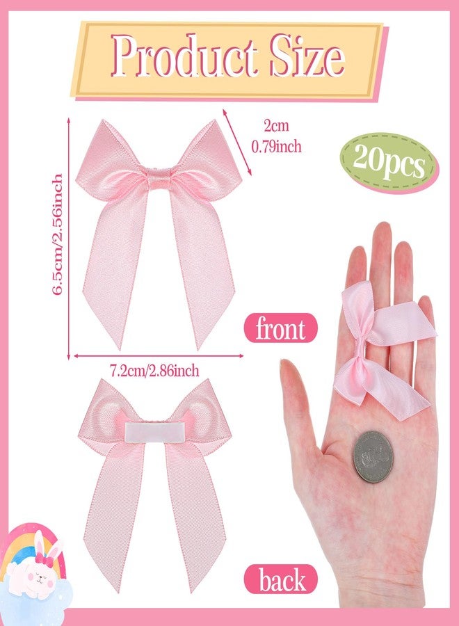 Bremorou 20Pcs Pink Bows for Gift Wrapping, Small Pink Bows, Light Pink Ribbon, Self Adhesive Premade Mini Bow, Tiny Cute Soft Fabric Bowknot Sewing Accessories for Christmas Gift Wrapping, Crafting, Weddings - Image 2